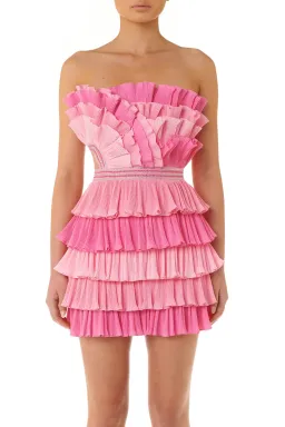 Eliya the Label Josephine Pleated Ruffle Mini Dress Pink Size M / Au 10 for rent on The Volte - image 2