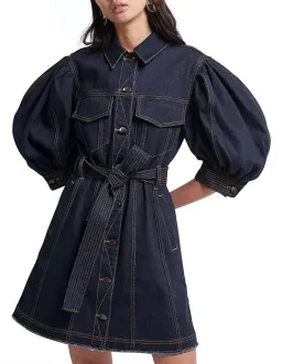 Aje Tori Denim Mini Dress Blue Size 14 for rent on The Volte - image 3