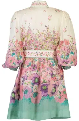 Zimmermann Jude Buttoned Mini Dress Aqua Gradient Floral Size 2 / AU 12 for rent on The Volte - image 4