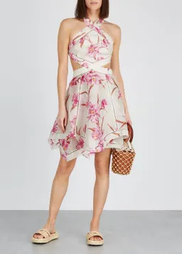 Zimmermann Corsage Halter Mini Dress Floral Size 6 for rent on The Volte - image 1