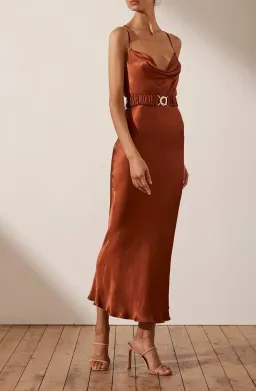 Shona Joy Gala Bias Midi Dress Orange Size 6 for rent on The Volte - image 1