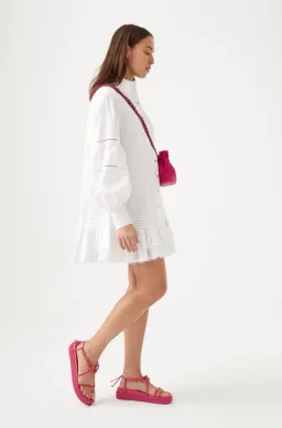 Aje Lotus Shirt Mini Dress Ivory Size 10 / M for rent on The Volte - image 3