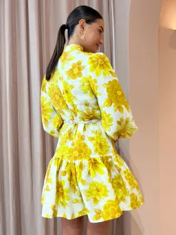 Alemais Sonny Floral Yellow Mini Dress Size 8 for rent on The Volte - image 3