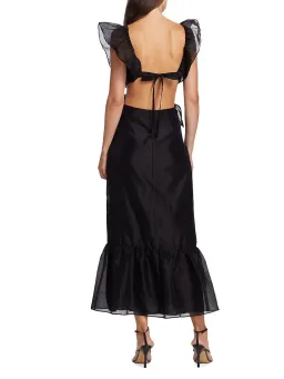 Sir the Label Franc Frill Midi Dress Black Size 0/AU 6 for rent on The Volte - image 3