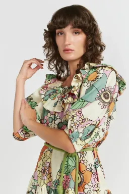 Alemais Exclusive Farah Ruffle Mini Dress Floral Size 6 for rent on The Volte - image 2