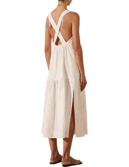 Shona Joy Cosmo Linen Low Back Midi Dress Cream Size 12 for rent on The Volte - image 4