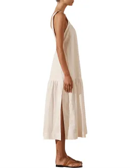 Shona Joy Cosmo Linen Low Back Midi Dress Cream Size 12 for rent on The Volte - image 3