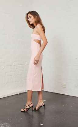 ELLE CUT OUT MIDI DRESS IN LIGHT BLUSH for rent on The Volte - image 4