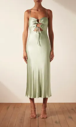 Shona Joy Felicity Lace Up Midi Dress Green Size AU 8 for rent on The Volte - image 1