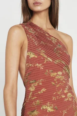 Sir The Label Florentine One Shoulder Pleated Midi Dress Print Size 3 / AU 12 for rent on The Volte - image 3