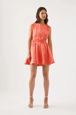 Aje Holly Cut Out Mini Dress Coral Size 12 for rent on The Volte - image 1