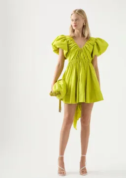 Aje Gretta Bow Back Mini Dress Chartreuse Green Size 6  for rent on The Volte - image 1
