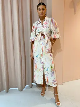 Alemais Annie Shirt Dress Print Cream Size AU 8 for rent on The Volte - image 1