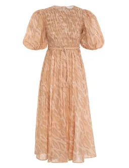 Zimmermann Violet Shirred Bodice Midi Dress Print Size 1 / Au 10 for rent on The Volte - image 1