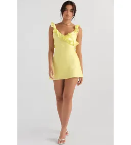 House of CB Tink Flared Ruffle Mini Dress Buttercup Size 10 for rent on The Volte - image 1