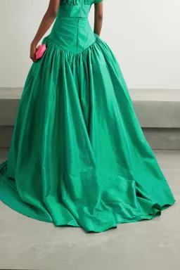 Christopher John Rogers Silk Taffeta Maxi Skirt Green Size 8 for rent on The Volte - image 2