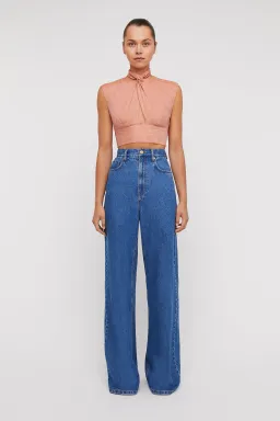 Scanlan Theodore Italian Linen Trouser And Turban Twist Top Set Pink Size 8 for rent on The Volte - image 4