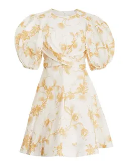 Zimmermann Wrap Mini Dress Keira Tan Floral Size 0 / AU 8 for rent on The Volte - image 3