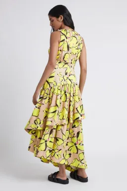 AJE Pelicano Racer Asymmetric Tiered Dress Citrus Bloom Size 10 for rent on The Volte - image 4