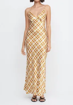 Bec & Bridge Amber V Maxi Dress in Sunflower Check Size 6 / XS for rent on The Volte - image 1