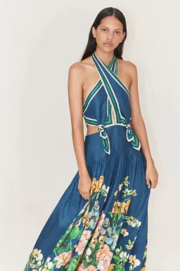 Alemais - Lyla Halter Midi Dress Blue - Size 10 for rent on The Volte - image 2