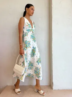 By Johnny Roma Floral Midi Dress In Roma Floral White Size AU 12  for rent on The Volte - image 5