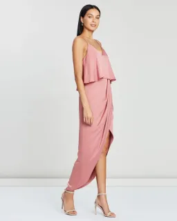 Shona Joy Luxe Draped Cocktail Frill Dress in Rose Size 10 for rent on The Volte - image 3