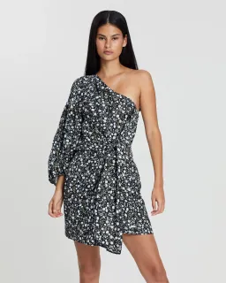 Shona Joy Parker One Shoulder Draped Mini Dress Floral Size 12 for rent on The Volte - image 2