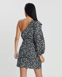 Shona Joy Parker One Shoulder Draped Mini Dress Floral Size 12 for rent on The Volte - image 3
