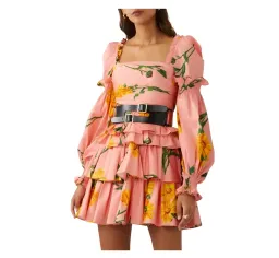 Leo Lin Marguerite Rose Long Sleeve Mini Dress Rose Print Size AU 8 for rent on The Volte - image 2