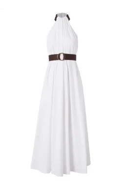 Scanlan Theodore Cotton Strapping Halter Neck Dress White Size 6 for rent on The Volte - image 4