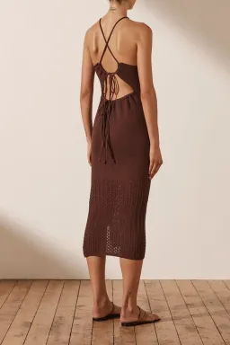 Shona Joy Calypso Crochet Open Back Midi Dress Brown Size S / Au 8 for rent on The Volte - image 4