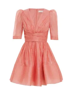 Zimmermann Wonderland Silk Linen Mini Dress Pink Size 1 / Au 10 for rent on The Volte - image 3