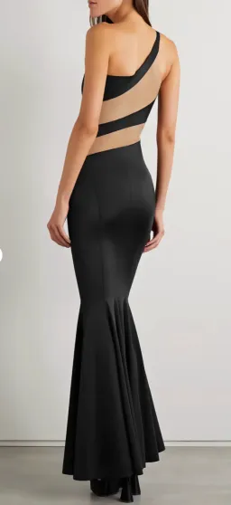 Norma Kamali Snake One-Shoulder Mesh-Paneled Stretch-Jersey Gown Black Size xxs for rent on The Volte - image 5