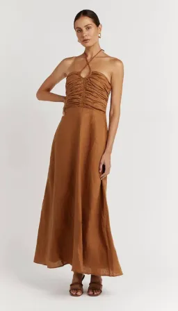 Dissh Flow Spice Halter Midi Dress Brown Size 10 for rent on The Volte - image 1
