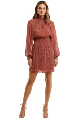 Saba Filigree Silk Mini Dress in Rust in Size 10 for rent on The Volte - image 1