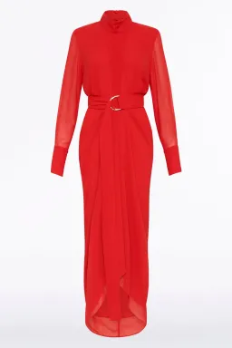 Carla Zampatti Style Icon Waterfall Dress Red Size 14 for rent on The Volte - image 1