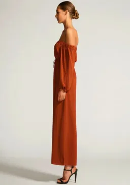 Shona Joy Off The Shoulder Jumpsuit Rust  Size 8 for rent on The Volte - image 2