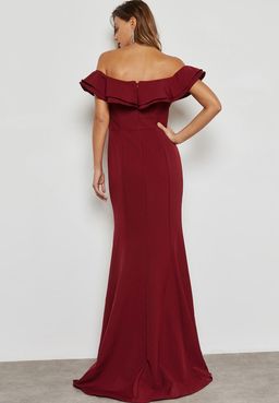 Jarlo Bardot Slit Dress Red Size 10 for rent on The Volte - image 2