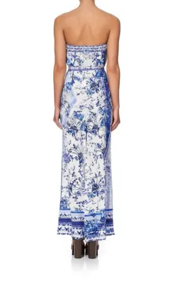 Camilla Strapless Jumpsuit With D Ring Belt in Cards From The Coast Print Size XS / Au 8 for rent on The Volte - image 3