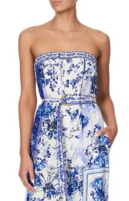 Camilla Strapless Jumpsuit With D Ring Belt in Cards From The Coast Print Size XS / Au 8 for rent on The Volte - image 2