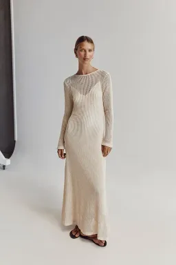 DISSH Ophelia Long Sleeve Crochet Maxi Dress Natural Size 10 / M for rent on The Volte - image 5