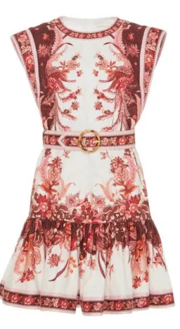 Zimmermann Wavelength Belted Mini Dress Red Size AU8/zimm size 0 for rent on The Volte - image 3