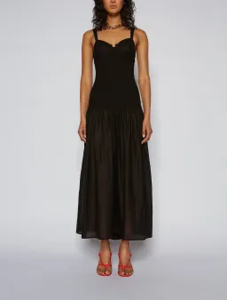 Scanlan Theodore Cotton Bralette Midi Dress Black Size 8 / S for rent on The Volte - image 1