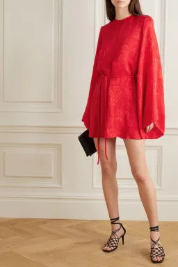 Stella McCartney Crinkled Silk-jacquard Mini Dress Red Size 8 for rent on The Volte - image 1