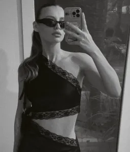 Misha Collection Jillian Satin Maxi Dress With Lace Cut Out One Shoulder Detail Asymmetric Black Sir the Label Style Size AU 8 for rent on The Volte - image 7