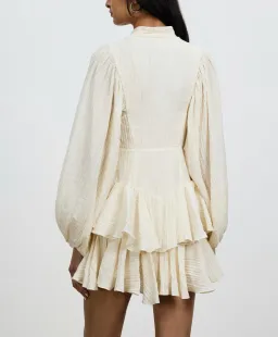 Shona Joy Mila Balloon Sleeve Frill Mini Dress Tofu Cream Size AU 6 for rent on The Volte - image 3