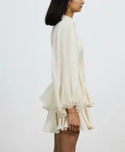 Shona Joy Mila Balloon Sleeve Frill Mini Dress Tofu Cream Size AU 6 for rent on The Volte - image 2