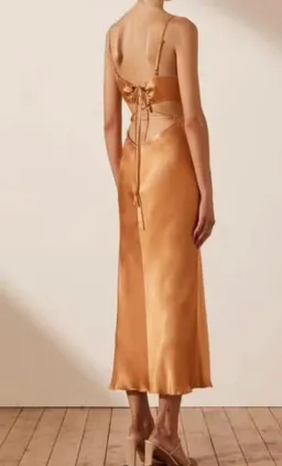 Shona Joy Gala Backless Midi Dress Orange Size AU 8 for rent on The Volte - image 2