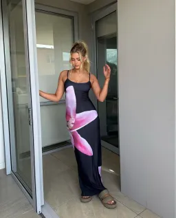 With Harper Lu Lily Floral Slip Dress Black Size S/AU 8 for rent on The Volte - image 1